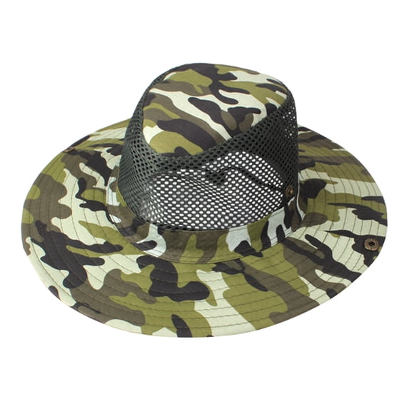 FKMJH Bucket Hats Lightweight Fishing Sun Hat with Mesh Ventilation Camo Pattern for Outdoor Hiking Western Look