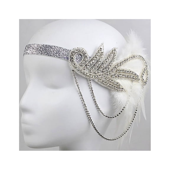 FKMJH Flapper Headband 1920s Accessories Crystal Beaded Wedding Headpiece Band and Multicolor Clip Hairband