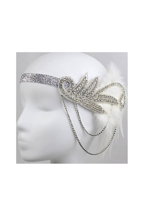 Flapper Headband 1920s Accessories Crystal Beaded Wedding Headpiece Band and Multicolor Clip Hairband