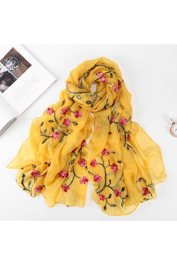 Hat, Scarf and Glove Sets Women Embroidery Chiffon Scarf Headscarf Wrap Shawls Headband Muslim Hijabs Scarf WH Heated Scarf