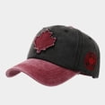 thumbnail image 1 of FKMJH Unisex Canada Maple Leaf Washed Cotton Baseball Cap Embroidered Color Block Dad Hat Adjustable Low Profile Vintage Outdoor Sports Cap Light Ashy,One Size, 1 of 8