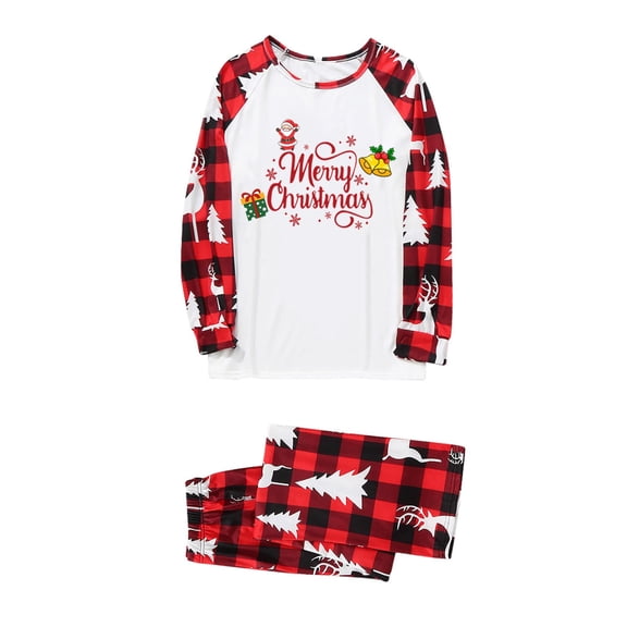 FKMJH White Large Family Christmas Pjs Matching Sets Christmas Matching Jammies Holiday Xmas Sleepwear Set