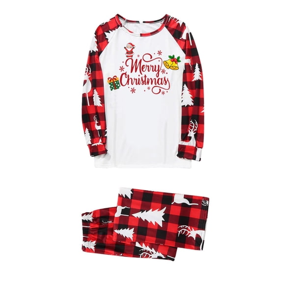 FKMJH White Large Family Christmas Pjs Matching Sets Christmas Matching Jammies Holiday Xmas Sleepwear Set