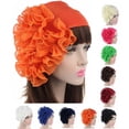 thumbnail image 1 of FKMJH Women Large Flower Turban Hat Elastic Pre-Tied Headwrap Stretchy Beanie Big Floral Sleep Cap Full Coverage Soft Head Scarf Polyester Black,One Size, 1 of 2