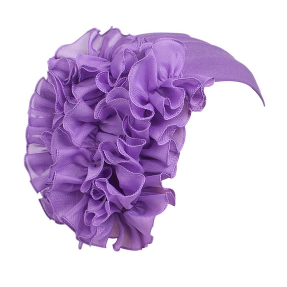 FKMJH Women Large Flower Turban Hat Elastic Pre-Tied Headwrap Stretchy Beanie Big Floral Sleep Cap Full Coverage Soft Head Scarf Polyester Purple,One Size
