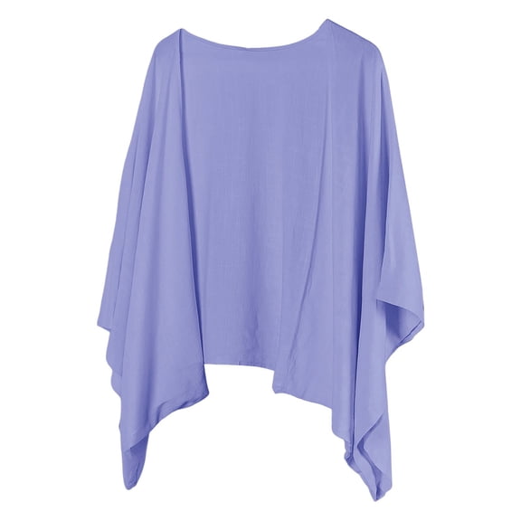 FKMJH Women's Irregular Collar Casual Top Solid Color Three Quarter Sleeve Cotton Linen Vacation Wear Beach towel
