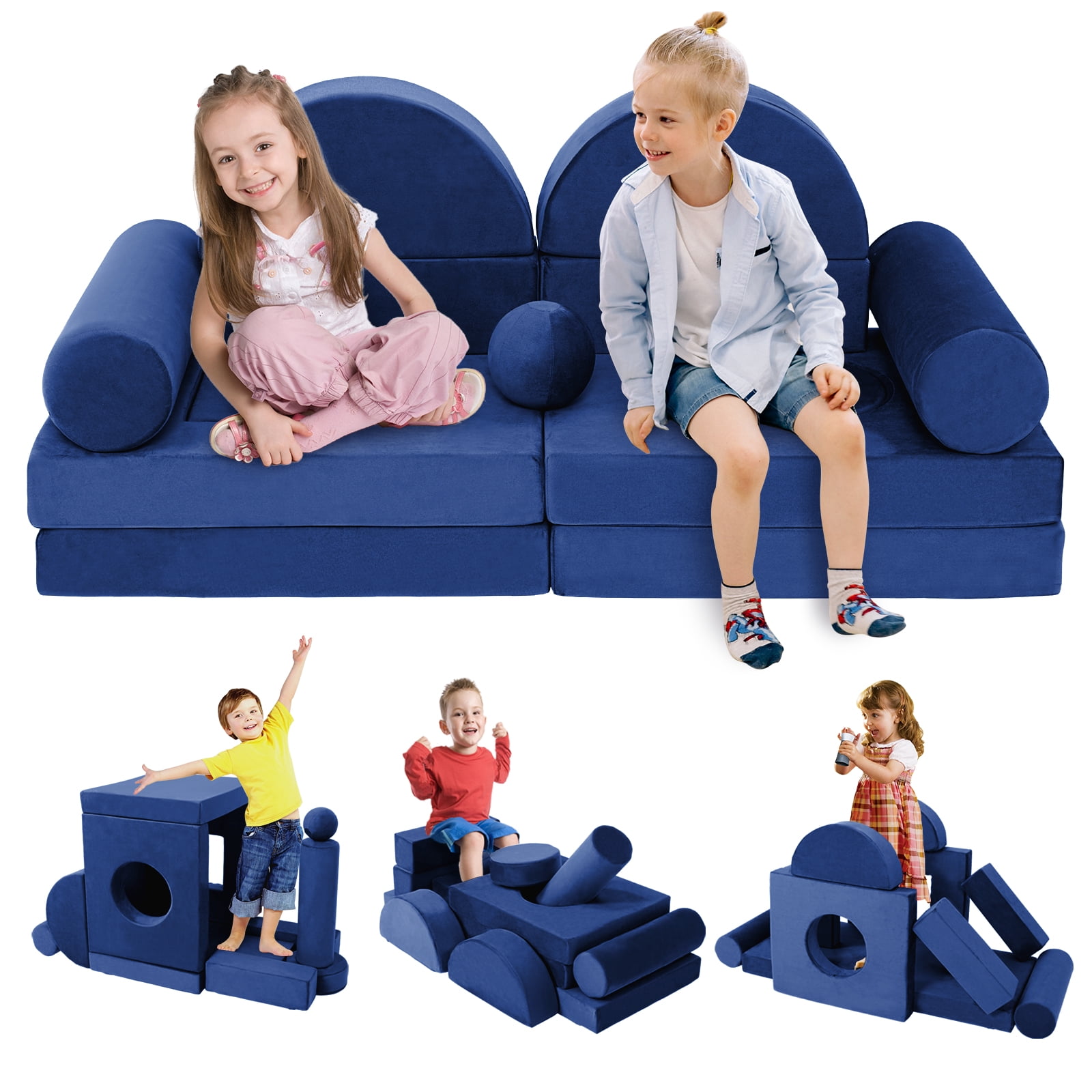 FKS LIFE 13 Pcs Modular Kids Play Couch Set, Safe Toddler Sofa for ...