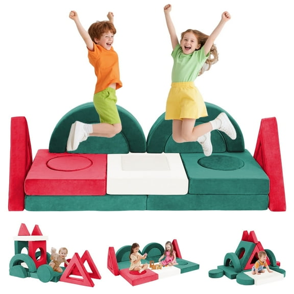 FKS LIFE 16Pcs Modular Kids Play Couch Kids Couch Toddler Sofa for Inspiring Child Creativity Children Convertible Foam Sofa