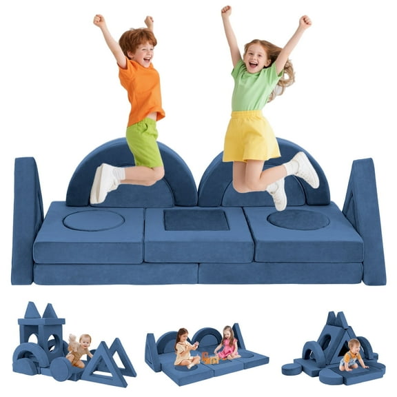 FKS LIFE 16Pcs Modular Kids Play Couch Kids Couch Toddler Sofa for Inspiring Child Creativity Children Convertible Foam Sofa