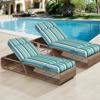 FKS LIFE 2PCS Outdoor Lounge Chair Cushion, Water Resistant Chaise Lounge Cushions 70*22.3*3.4 Inches Non-Slip Patio Pool Lounge Chair Cushions with Ties