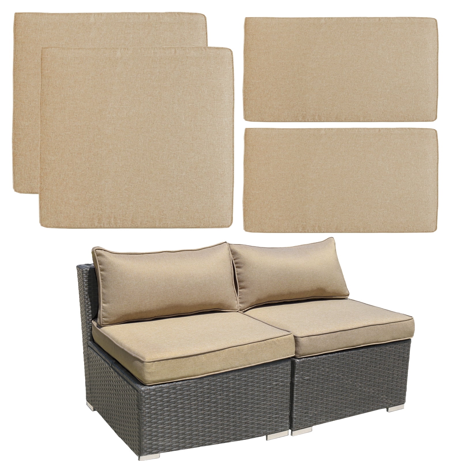FKS LIFE 4Pcs Patio Cushion Covers Replacement, Outdoor Patio Seat Cushion Covers ,Water Resistant Seat Back Slipcovers（25*25*3.15in）