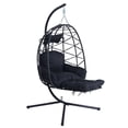 thumbnail image 1 of FKS LIFE Hanging Egg Chair with Stand and Leg Rest, Indoor Outdoor Wicker Hammock Swing Chair with Cushion, 350 lbs Capacity for Patio Balcony Backyard, 1 of 7