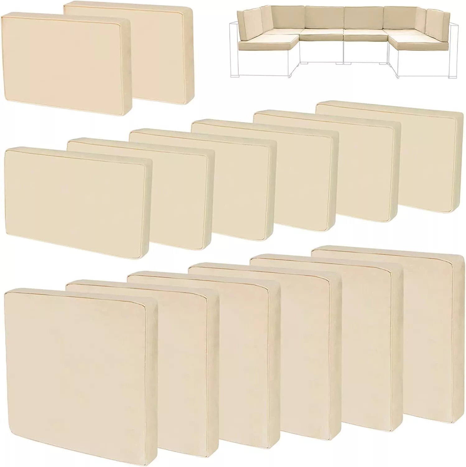 FKS LIFE Outdoor Cushion Slipcovers 25x25x3.15 inches Patio Cushion Covers Splash Proof Water with Zipper Furniture Cushion Cover