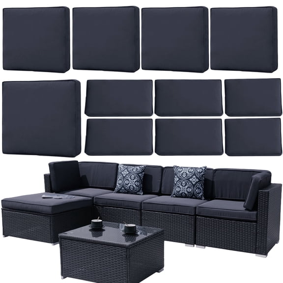 FKS LIFE Outdoor Cushions Covers Patio Sofa Washable Cushions Cover Furniture Cushion Slipcovers Sets (11 Pack)
