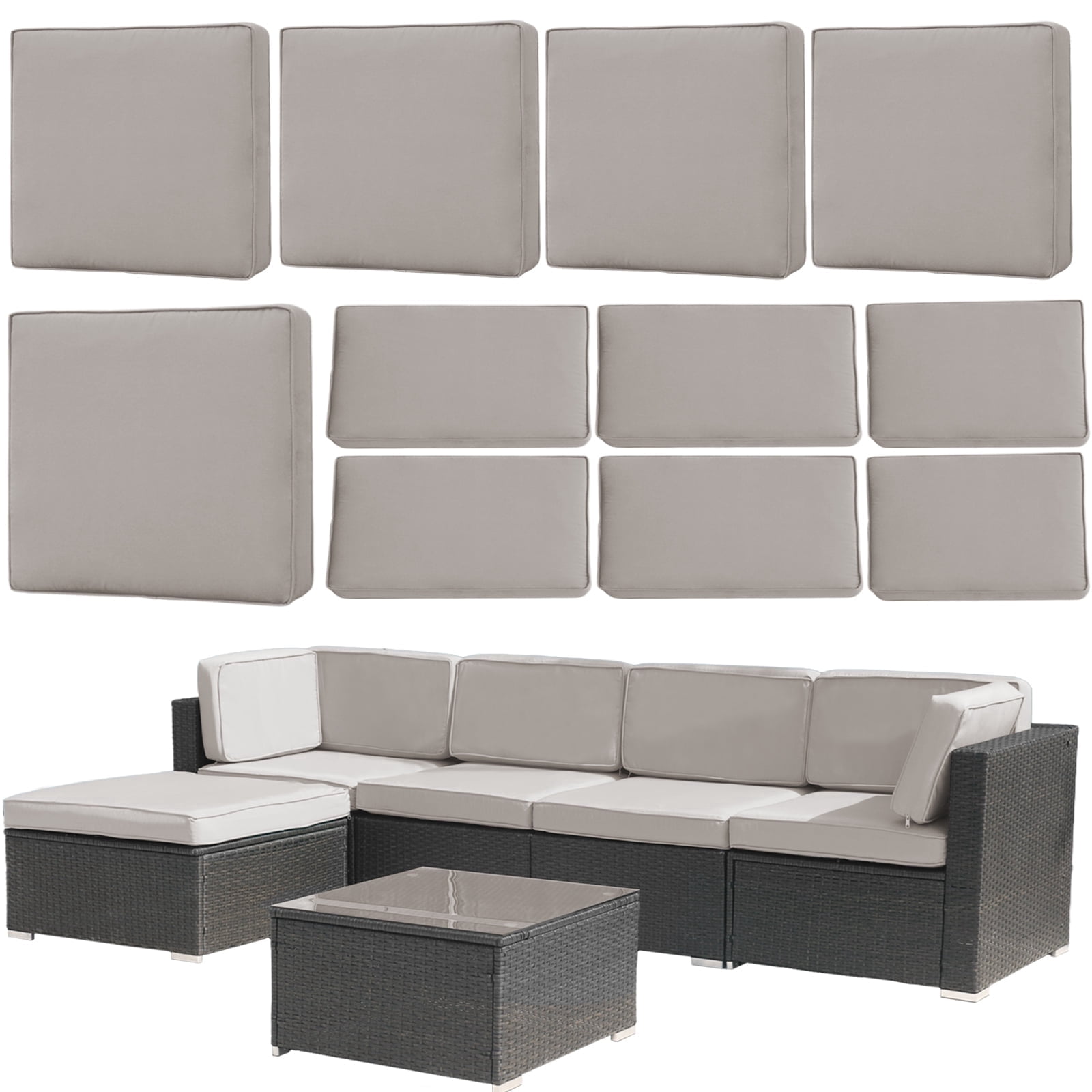 FKS LIFE Outdoor Cushions Covers Patio Sofa Washable Cushions Cover Furniture Cushion Slipcovers Sets (11 Pack)