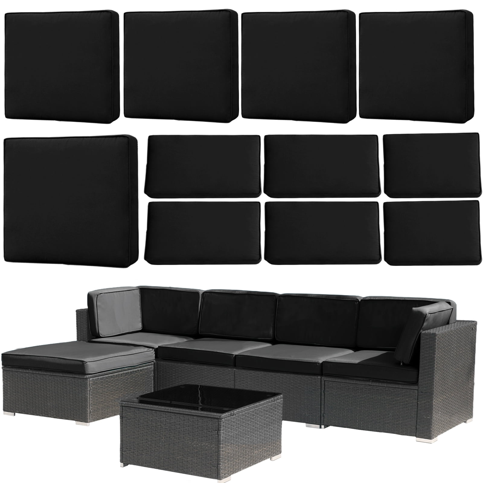 FKS LIFE Outdoor Cushions Covers Patio Sofa Washable Cushions Cover Furniture Cushion Slipcovers Sets (11 Pack)
