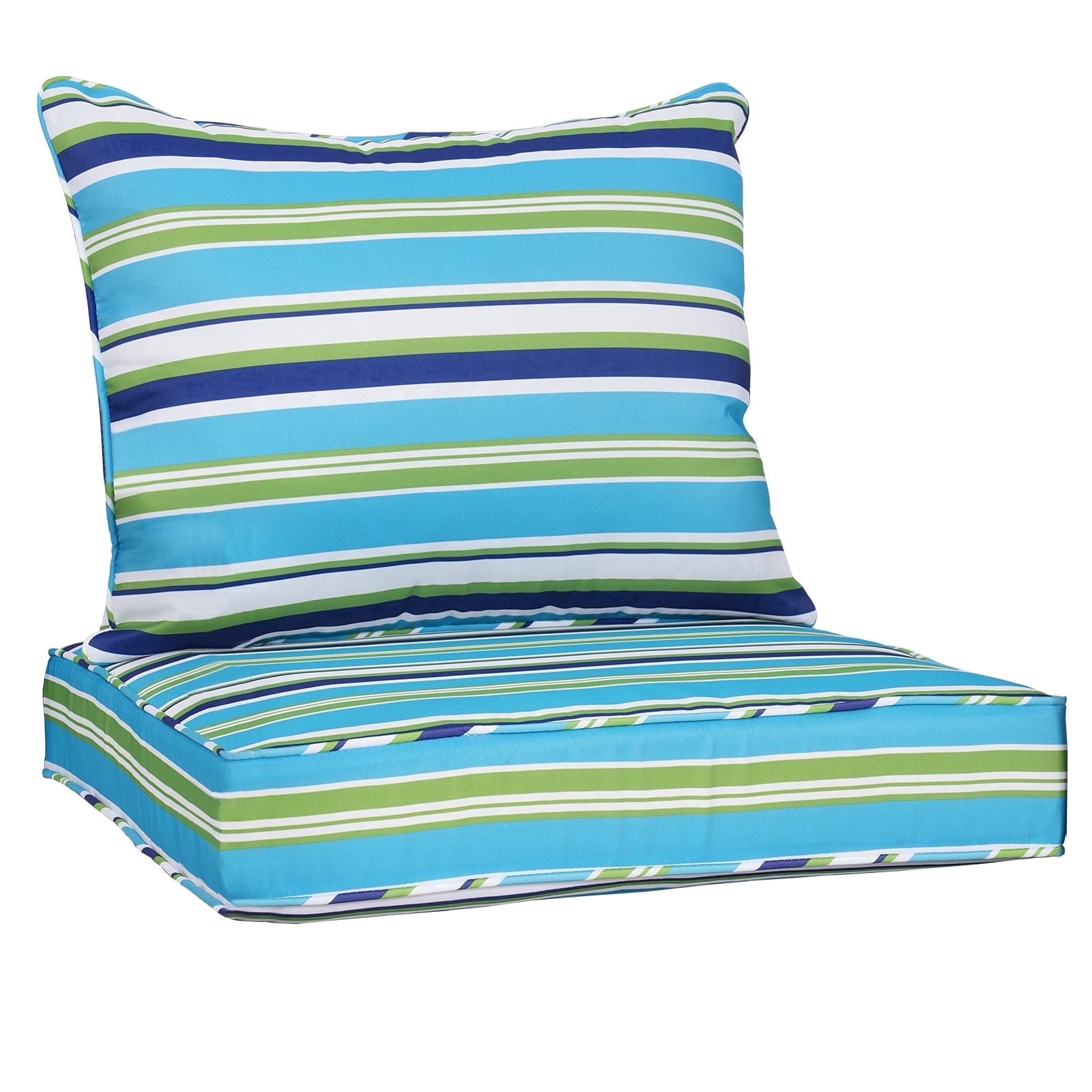 FKS LIFE Outdoor Deep Seat Cushion Set 24 x 24 x 4 Waterproof Fade Resistant with Back Patio Cushion for Chairs and Sofas(1 Set)