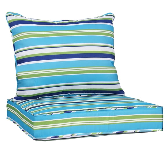 FKS LIFE Outdoor Deep Seat Cushion Set 24 x 24 x 4 Waterproof Fade Resistant with Back Patio Cushion for Chairs and Sofas(1 Set)