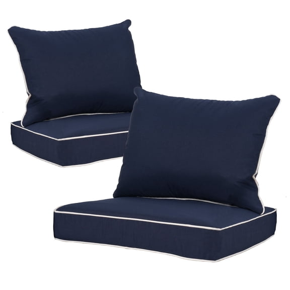 FKS LIFE Outdoor Patio Chair Cushions Set 24"x24"x4" Waterproof Fade Resistant Deep Seat for Chairs and Sofas(2 Set)