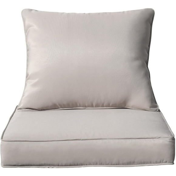 FKS LIFE Outdoor Patio Chair Cushions Set 24 L X 24 W X 4 H Waterproof & Fade Resistant Deep Seat and Back Cushions with Removable Covers Outdoor Seat Cushion Set for Chairs and Sofas