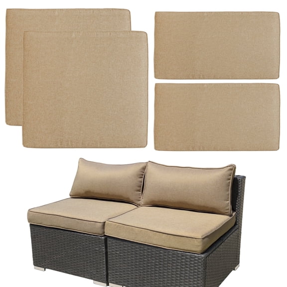 FKS LIFE Patio Cushion Covers Replacement Outdoor Patio Seat Cushion Covers Water Resistant Seat Back Slipcovers 25.6*25.6*3.94inches(4 pack)