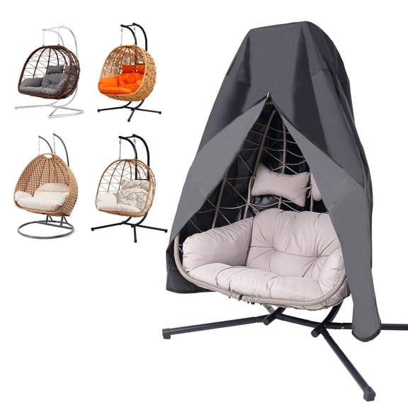 FKS LIFE Patio Egg Chair Covers Waterproof Heavy Duty Weather Resisatnt Outdoor Chair Cover, Windproof Hanging Chair Cover, Double Egg Swing Chair Covers