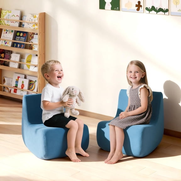 FKS LIFE Toddler and Kids Couch, Soft Washable Chenille Fabric Lounge Chair with Curved Backrest for Gaming, Reading, 1-3 Years Old Boys Girls