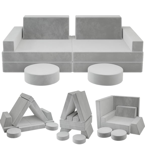 FKS LIFE 10 PCS Kid Play Couch Toddler Modular Sofa Baby Sponge Fold Out Bedroom Playroom Play Set Girls Boys