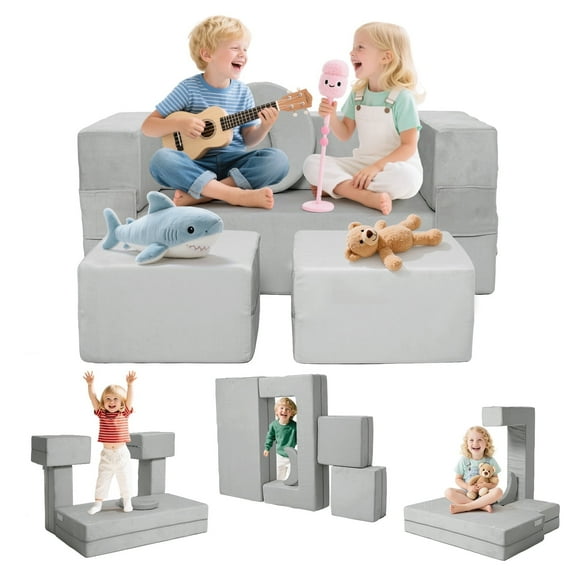 FKS LIFE Modular Kids Sofa,Toddler Couch Foam Armchair for Kids, Children Convertible Plush Sofa Play Set,Fold Out SofaBed