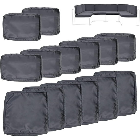 FKSLIFE 23.6"×23.6"×3.35" Outdoor Patio Cushion Covers with Zipper 14 Pack Waterproof Slipcovers