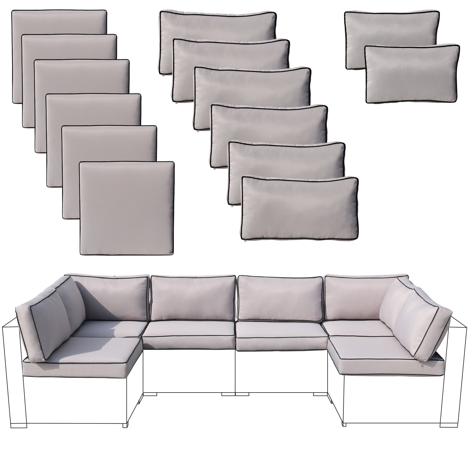 FKSLIFE 25"×25"×3.15" Patio Furniture Replacement Cushions Outdoor