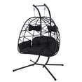 thumbnail image 1 of FKS LIFE Double Egg Chair with Stand Hammock Chair Cushion Outdoor Patio Wicker Loveseat Hanging Egg Chairs for 2 Persons, 1 of 8
