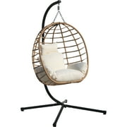 FKSLIFE Hanging Egg Chair With Stand Swing Chair Cushion For Indoor Outdoor Patio Garden