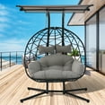 thumbnail image 1 of FKSLIFE Outdoor Indoor Double Hanging Egg Chair Swing With Stand Canopy Cushion for Patio Garden Bedroom Living Room Max 680lbs, 1 of 8