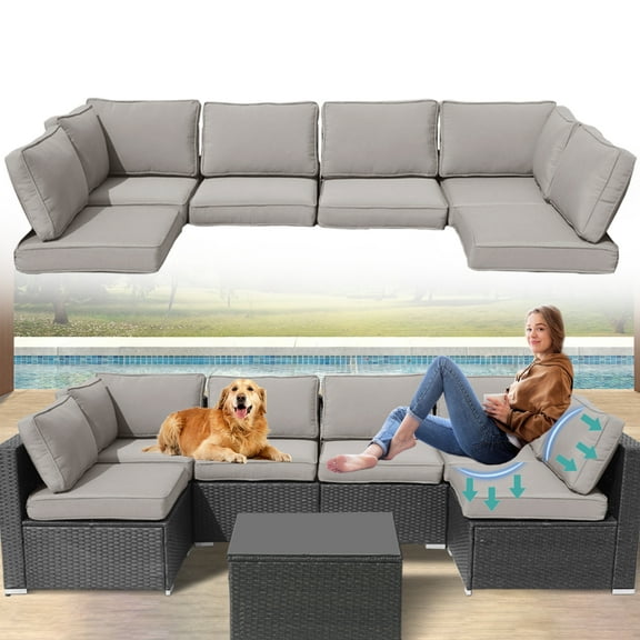 FKSLIFE PP Cotton Water-Resistant Chair Cushions-Gray