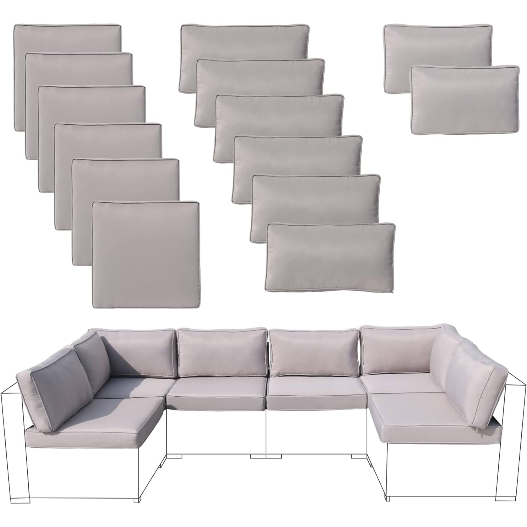 FKSLIFE Weatherproof Patio Furniture Cushions, Outdoor Sectional, Water