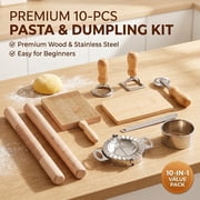 10 Pcs Pasta Making Kit with Wood Gnocchi Board Set, Ravioli Maker Stamp and Dough Cutter, Homemade Italian Cooking Tools Holiday Kitchen Gift