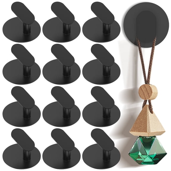 FKSZLL 12Pcs Adhesive Hooks Stainless Steel Black Towel Holder Self Adhesive Extra Sticky Hook Waterproof Sticky Hanger for Bathroom Shower Kitchen
