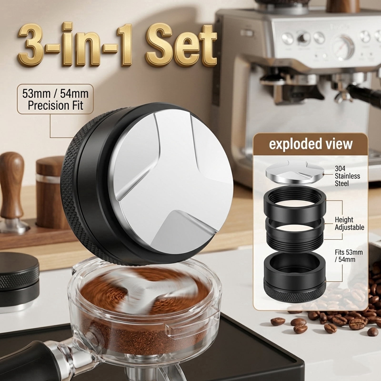 Fkszll 53mm Coffee Distributor,Espresso Distribution Tool, Coffee