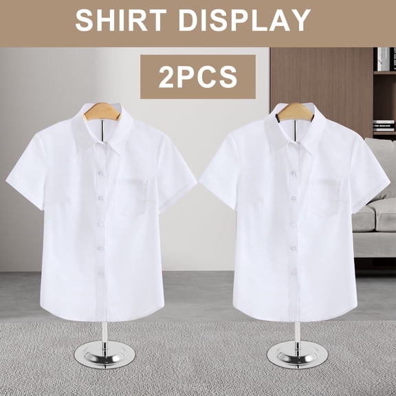 Adjustable Shirt Display Stand 2 Pack, Metal T-Shirt Rack for Retail Vendors and Craft Shows, Tabletop Clothing Hanger with Stable Base, 15.7-27.5 Inch