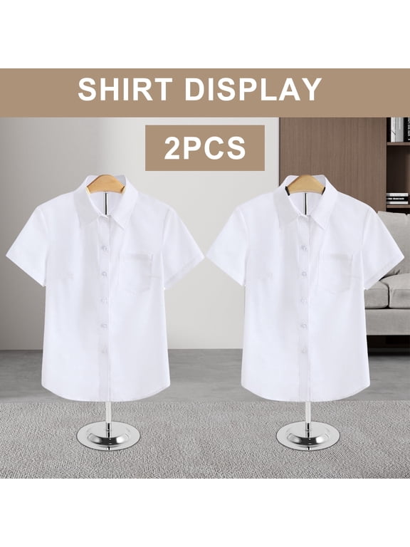 Adjustable Shirt Display Stand 2 Pack, Metal T-Shirt Rack for Retail Vendors and Craft Shows, Tabletop Clothing Hanger with Stable Base, 15.7-27.5 Inch