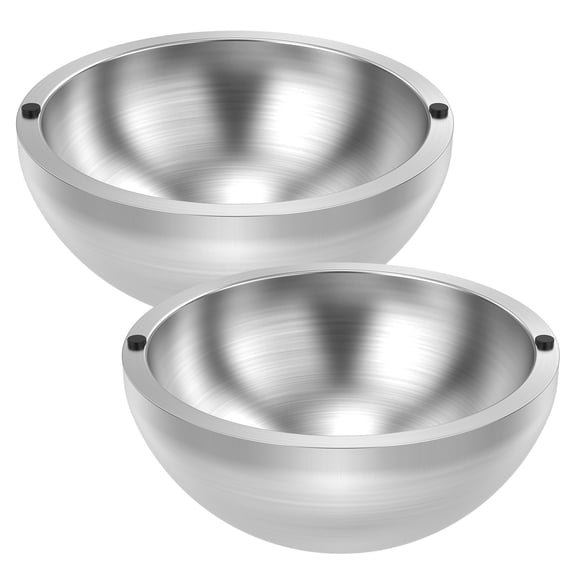 FKSZLL 2Pcs Dip Chiller Bowl Stainless Steel Insulated Double Wall Chilled Serving Bowl for Salad Ice Cream Meatball Caviar Pasta Soup
