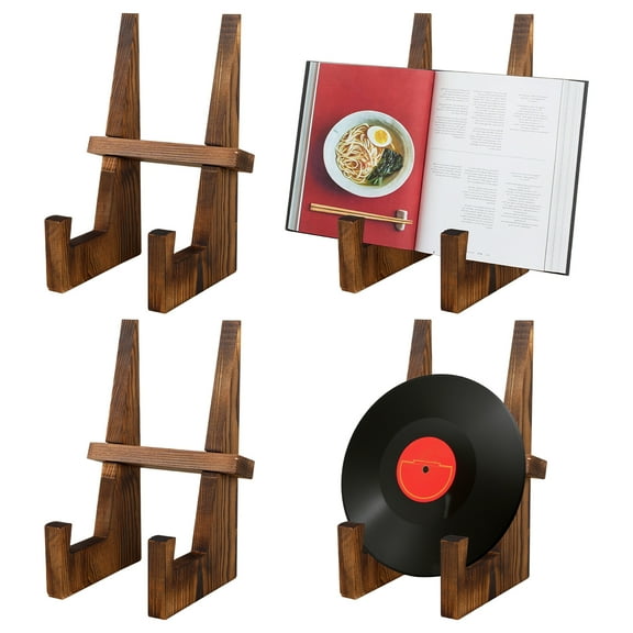 FKSZLL 4 Pcs Wooden Plate Display Stand 8.66 Inch Plate Holder for Decor Wooden Picture Frame Holder Stand Decorative Table Top Easels for Home