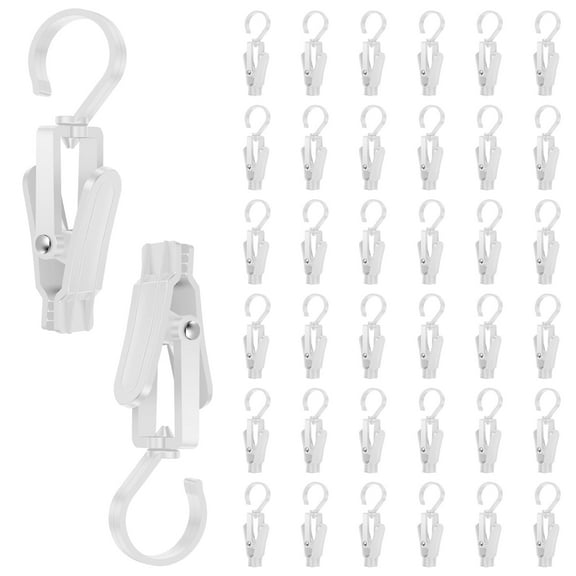 FKSZLL 50 Pcs Swivel Hanging Hooks, Strong Plastic Clothes Pins, Laundry Hooks with Clips, Travel Hangers for Socks Towel Hat Pants for Home Bathroom Wardrobe Office, 4.1inch(White)