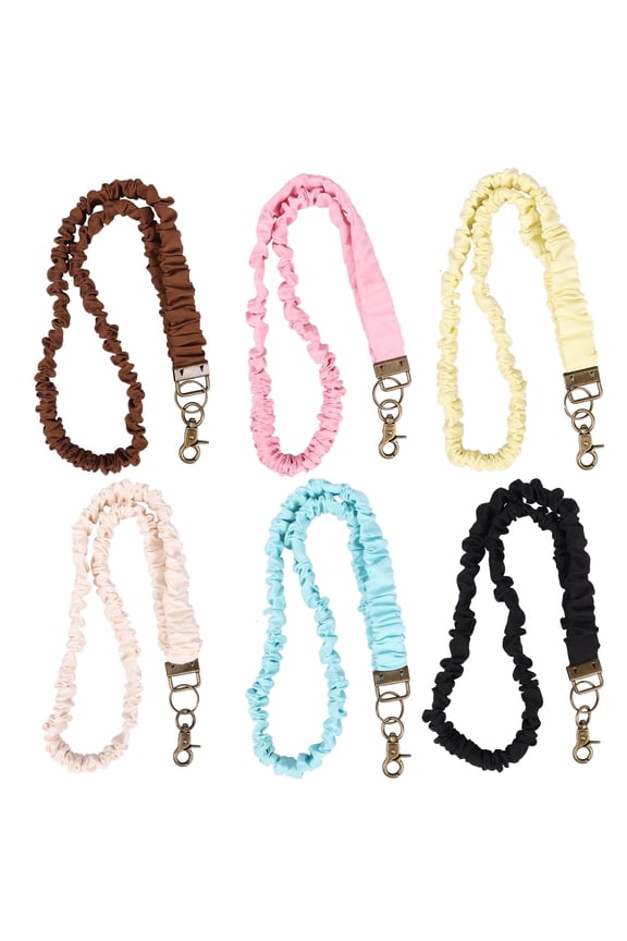 6 Pcs Stretchy Scrunchie Lanyard Cute Neck Lanyard for ID Badges and Keys Retractable Keychain with Clip for Daily Life