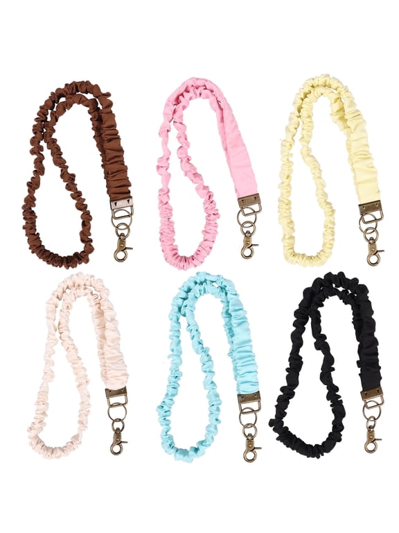 6 Pcs Stretchy Scrunchie Lanyard for ID Badges and Keys Retractable Badge Keychain with Clip for Daily Life