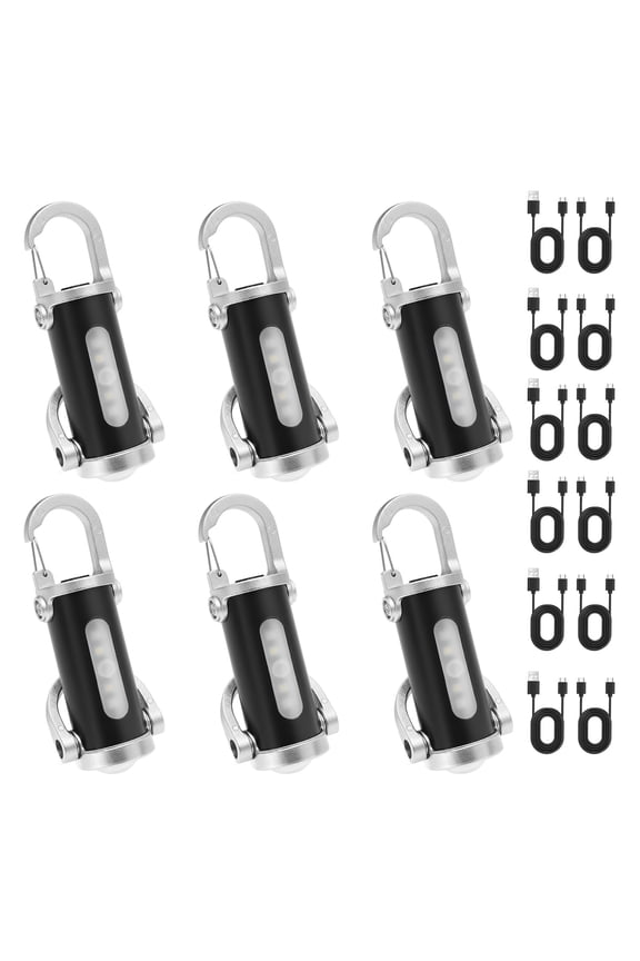 6PCS Rechargeable Bright Keychain Flashlight Phone Charger Waterproof Mini Keychain Flashlight with 7 Lighting Modes USB Torch Light for Outdoor Camping