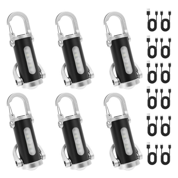 FKSZLL 6PCS Rechargeable Bright Keychain Flashlight Phone Charger Waterproof Mini Keychain Flashlight with 7 Lighting Modes USB Torch Light for Outdoor Camping
