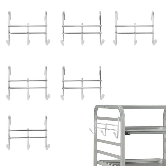 FKSZLL 6Pcs 3 Hook Attachment for Wire Shelving Multipurpose Iron Shelving Attach Triple Hook for Kitchen Garage Office, 3.7" x 3.35" (Silver)