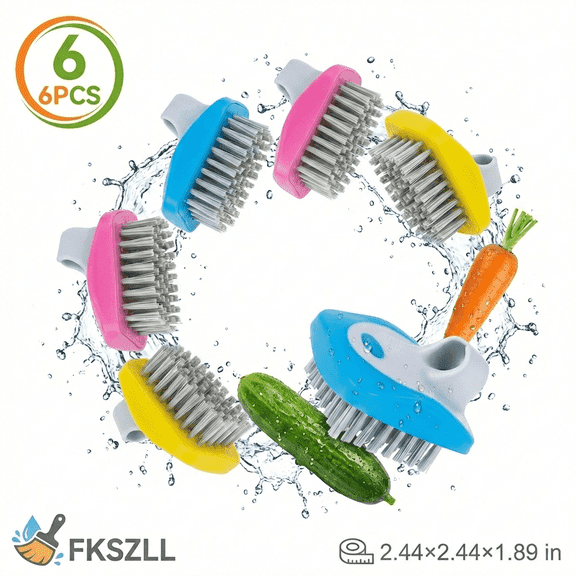 Fkszll 6Pcs Vegetable Brush,Mini Potato Scrubber Brush Fruit Cleaning Tool,Vegetable Brush Scrubber For Food for Kitchen, Camping, Outdoor Prep, Home Cooking, Potatoes & Carrots